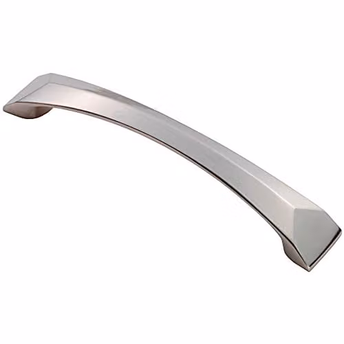 Loops Chiselled Bow Cabinet Pull Handle, Brushed Silver, W: 145 mm, H: 25 mm, Fixing Centres: 128 mm