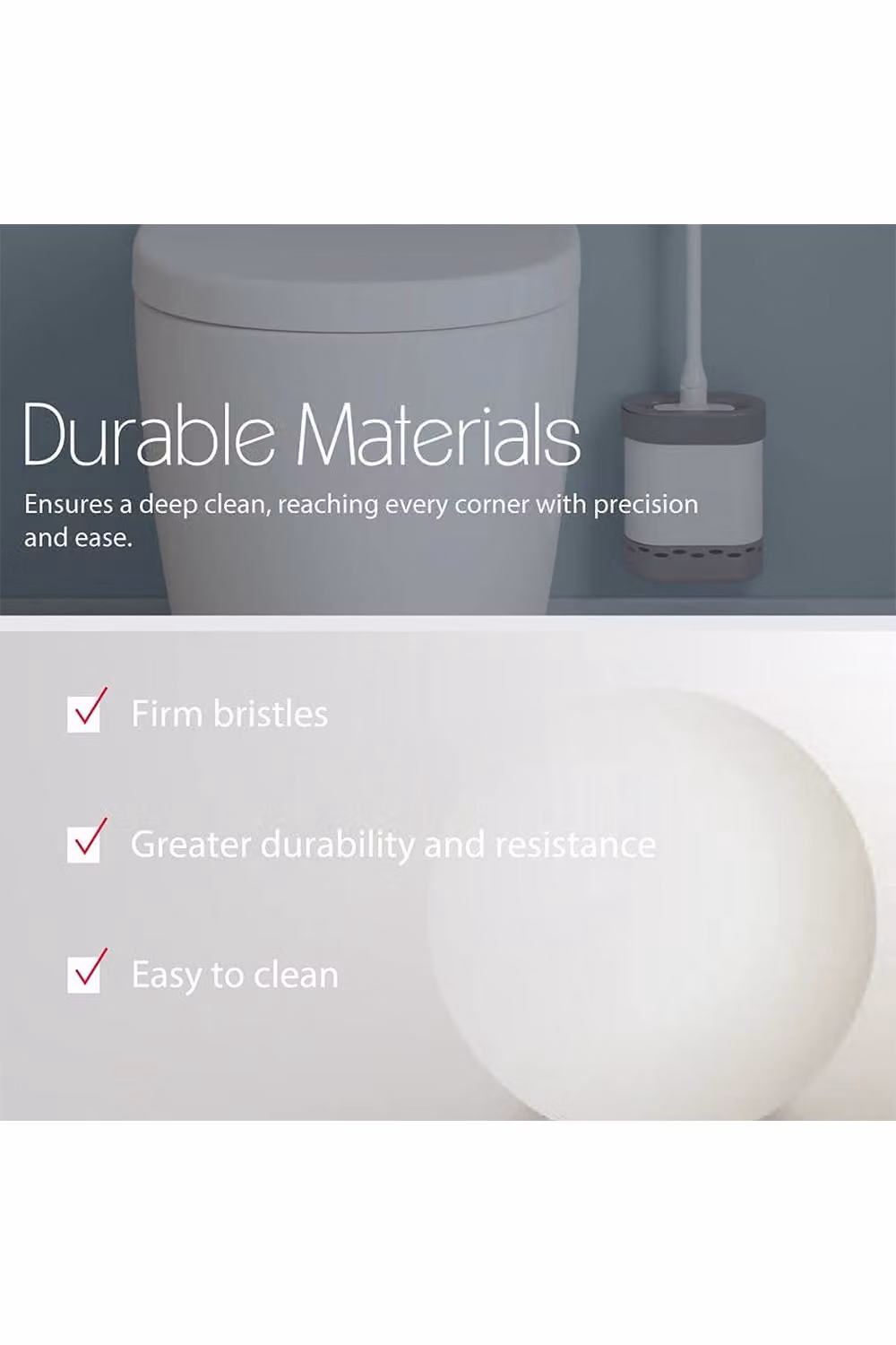 Metaltex Freestanding Toilet Brush with Brush in White and Grey – 2