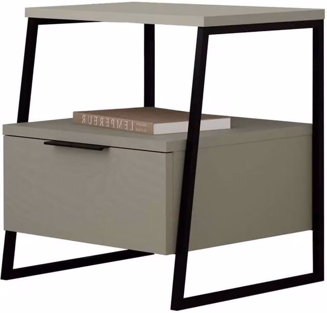 KORVIXA 1 Door Bedside Table with Black Metal Frame in Green