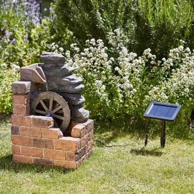 Primrose Cascading Mill Solar Powered Water Feature in Brown Stone Finish