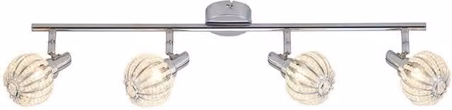 Netlighting Lopez Classic 4 Light Bar Pendant Ceiling Light in Silver with Transparent Glass and G9 Bulbs