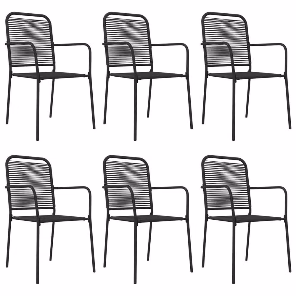 Berkfield Home 7 Piece Garden Dining Set in Black Cotton Rope and Powder Coated Steel – 4