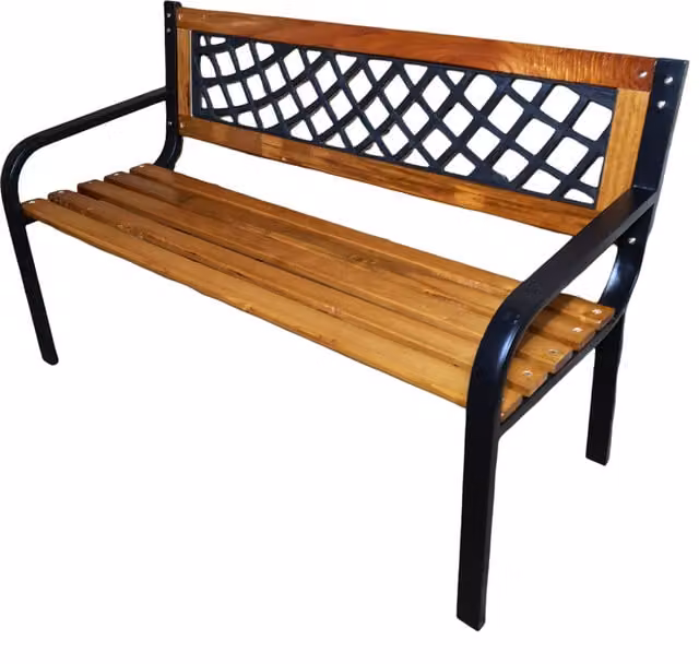 Samuel Alexander Industrial 2 Seater Garden Bench with Armrests in Brown and Black