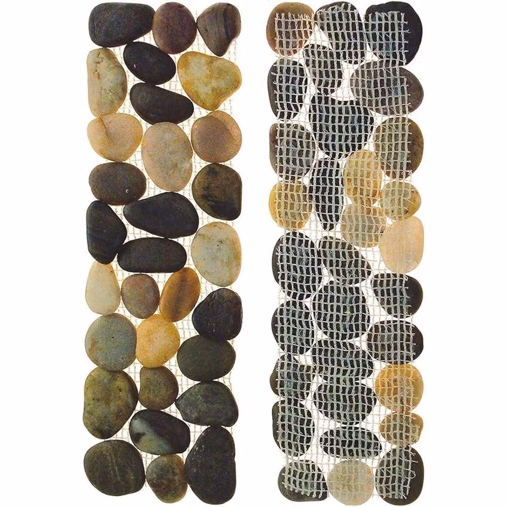 FLAVORA 4 Pack Multicolour Woodside Pebble Strip Decorative Garden Stones with Wire Mesh, 0.6m2 – 4
