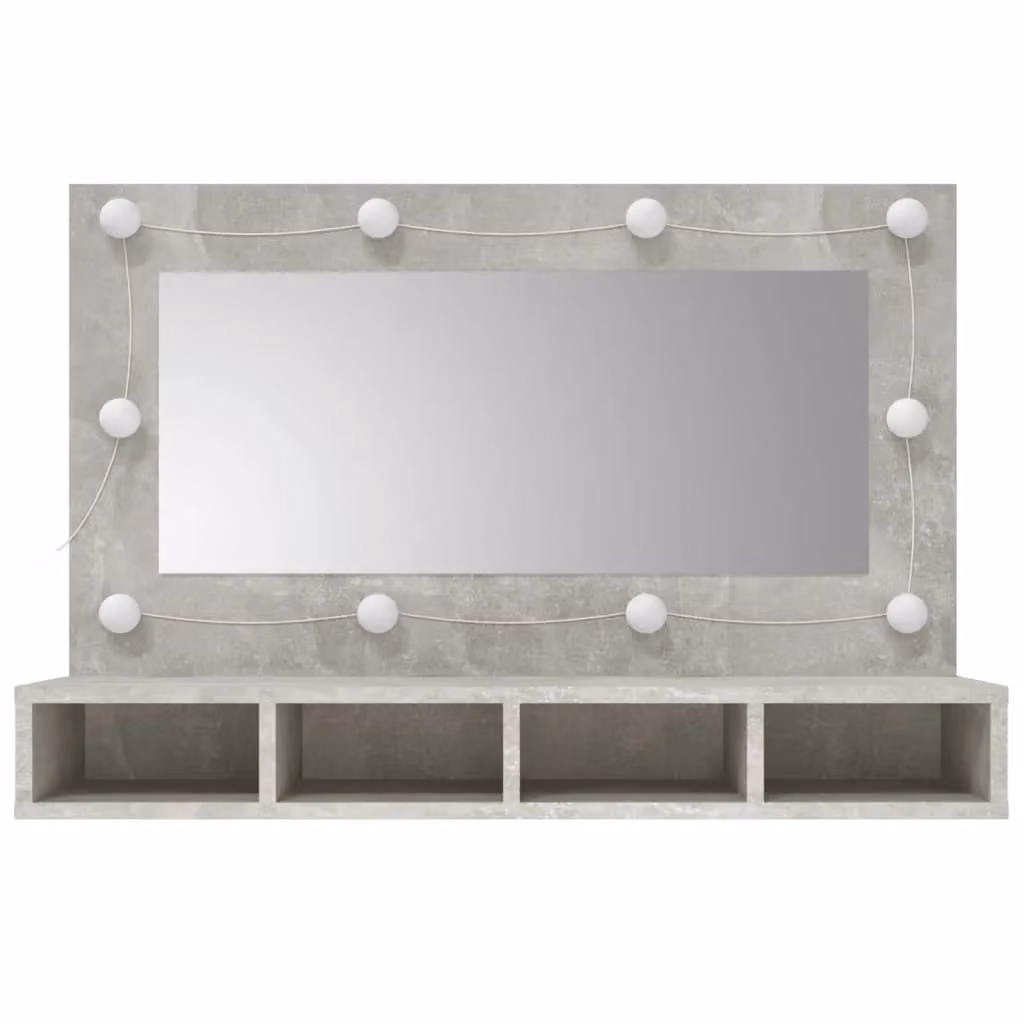 Berkfield Home LED Mirror Cabinet in Concrete Grey, W/D/H: 90 x 31.5 x 62 cm – 2