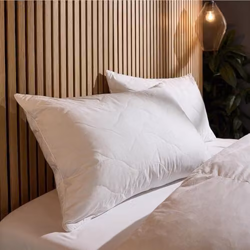 Snuggledown Luxury Cotton Quilted Firm Pillows, 2 Pack, White, W: 74 cm, H: 48 cm – 1