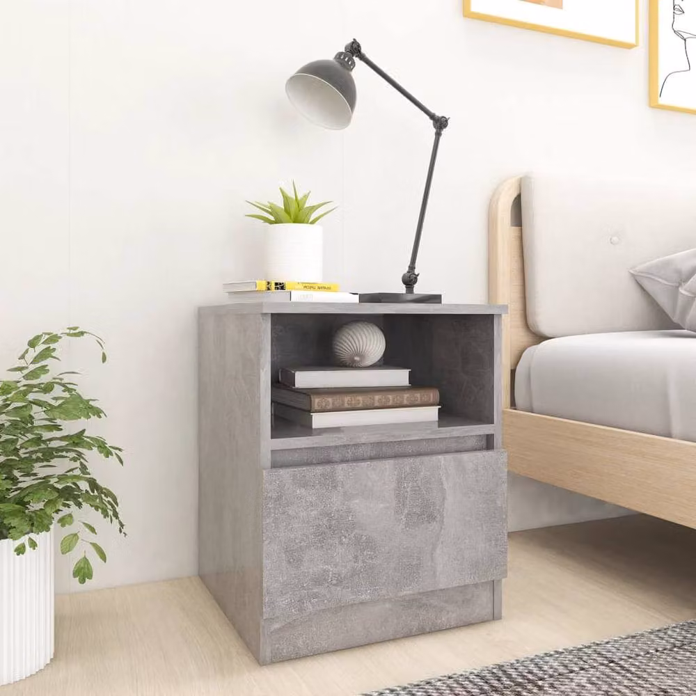 Berkfield Home Bed Cabinet in Concrete Grey, W/D/H: 40 x 40 x 50 cm – 2