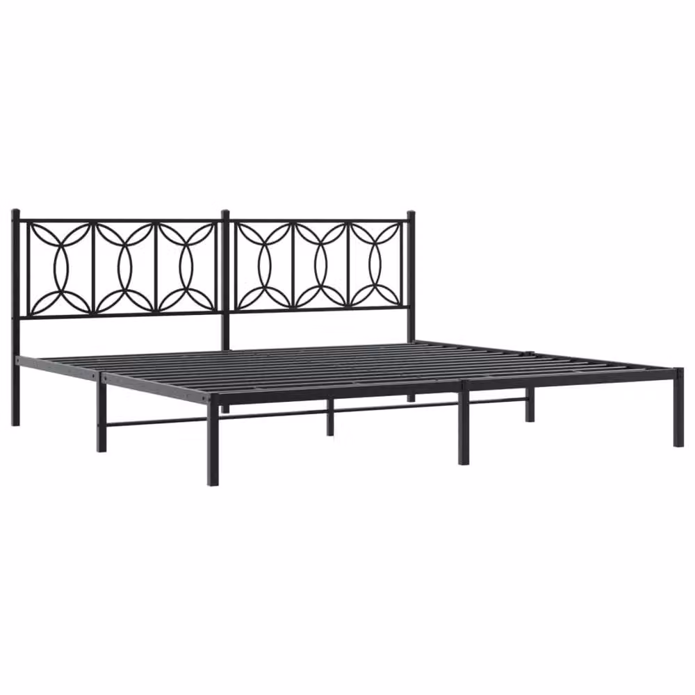 Berkfield Home Metal Bed Frame with Headboard, Black, W/D/H: 193 x 203 cm – 3