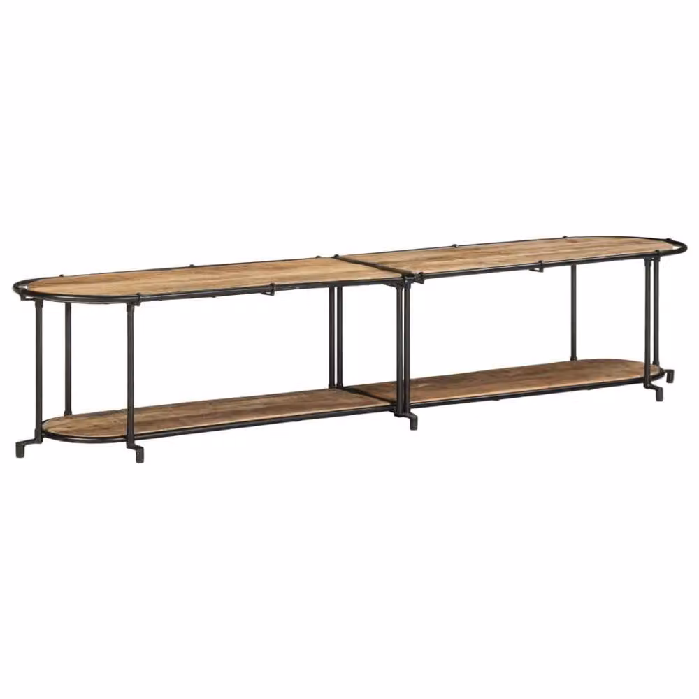 Berkfield Home Industrial TV Cabinet in Brown Solid Rough Mango Wood, W/D/H: 200 x 42 x 40 cm – 2
