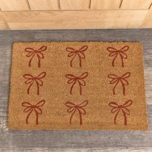 Melody Maison Red and Brown Christmas Coir Doormat with PVC Backing, W: 60 cm, D: 40 cm – 1