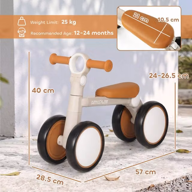 AIYAPLAY Lightweight Foldable Balance Bike with Aluminium Frame and EVA Foam Wheels in White