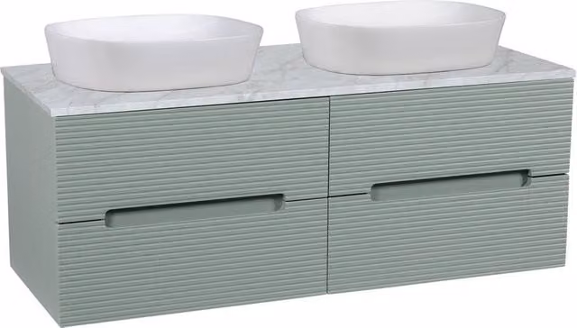 Bathroom Kingdom Monza Green and Grey Fluted Wall Hung Vanity Basin W: 120 cm