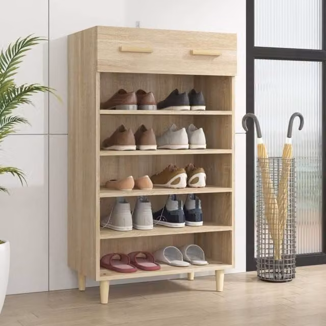 Berkfield Home Sonoma Oak Shoe Cabinet in Brown, W/D/H: 60 x 35 x 105 cm