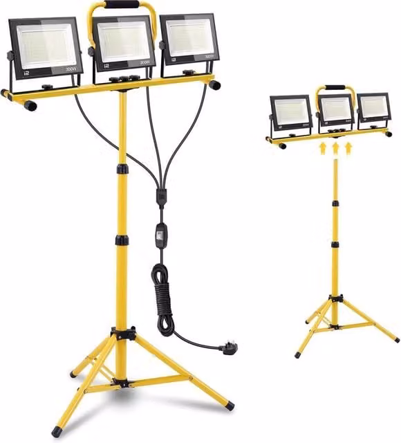 SPETLEK 300W 3-Head LED Tripod Work Floodlight in Yellow – 1