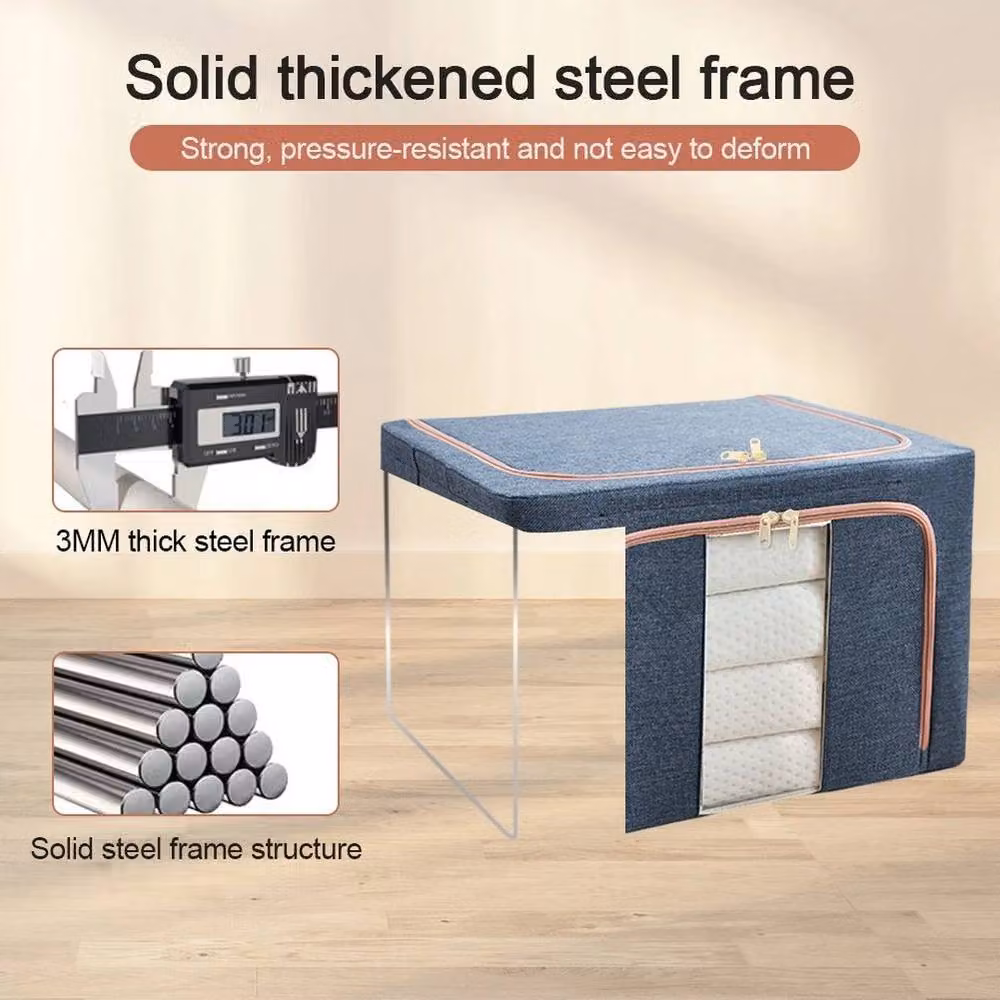 SPETLEK 3-Piece Set of Large Foldable Storage Boxes in Dark Blue – 3