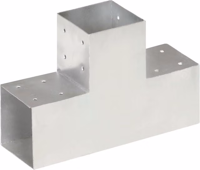 Berkfield Home T-Shape Galvanised Steel Post Connector in Silver, 10.1 x 10.0 cm