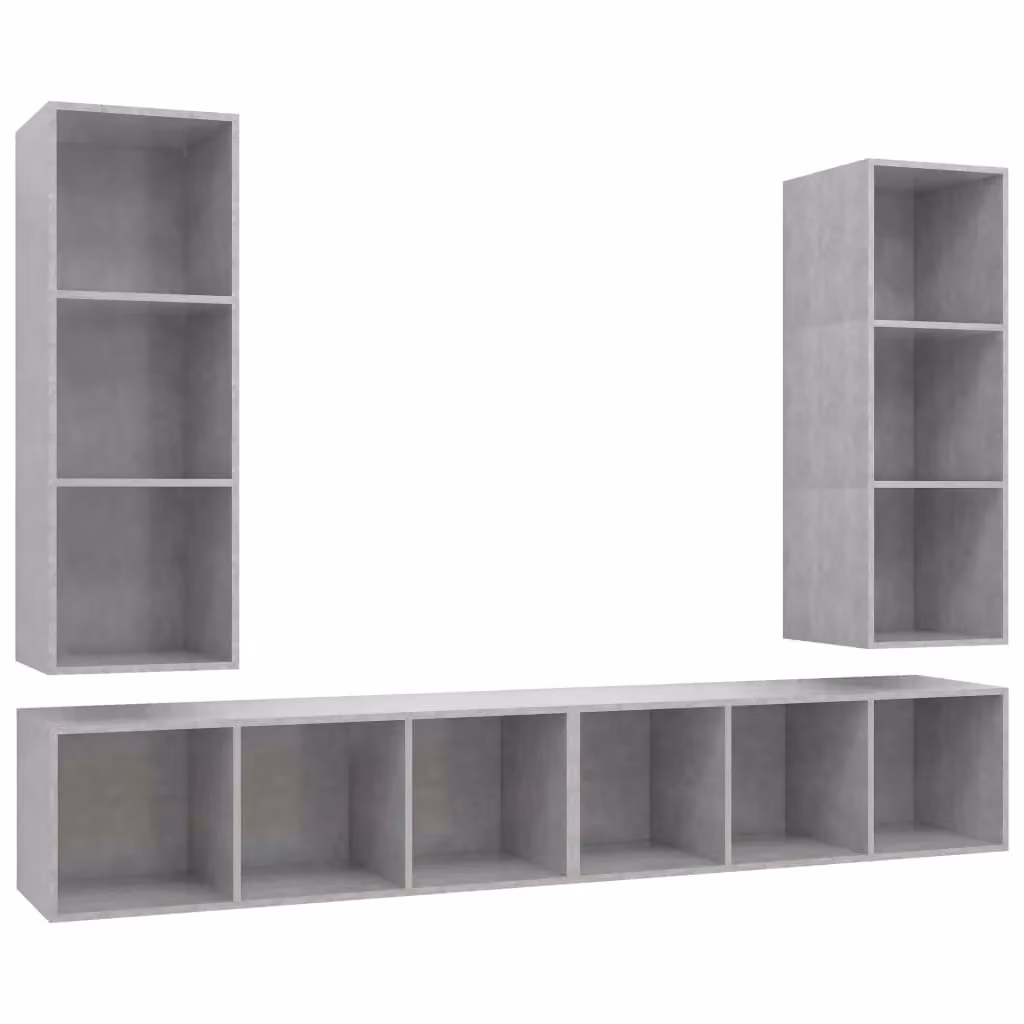 Berkfield Home Set of 4 Wall-mounted TV Cabinets in Concrete Grey Engineered Wood – 2