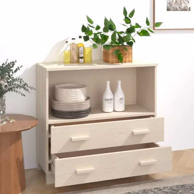 Berkfield Home HAMAR Sideboard in Honey Brown Solid Pine Wood, W/D/H: 85 x 35 x 80 cm – 1