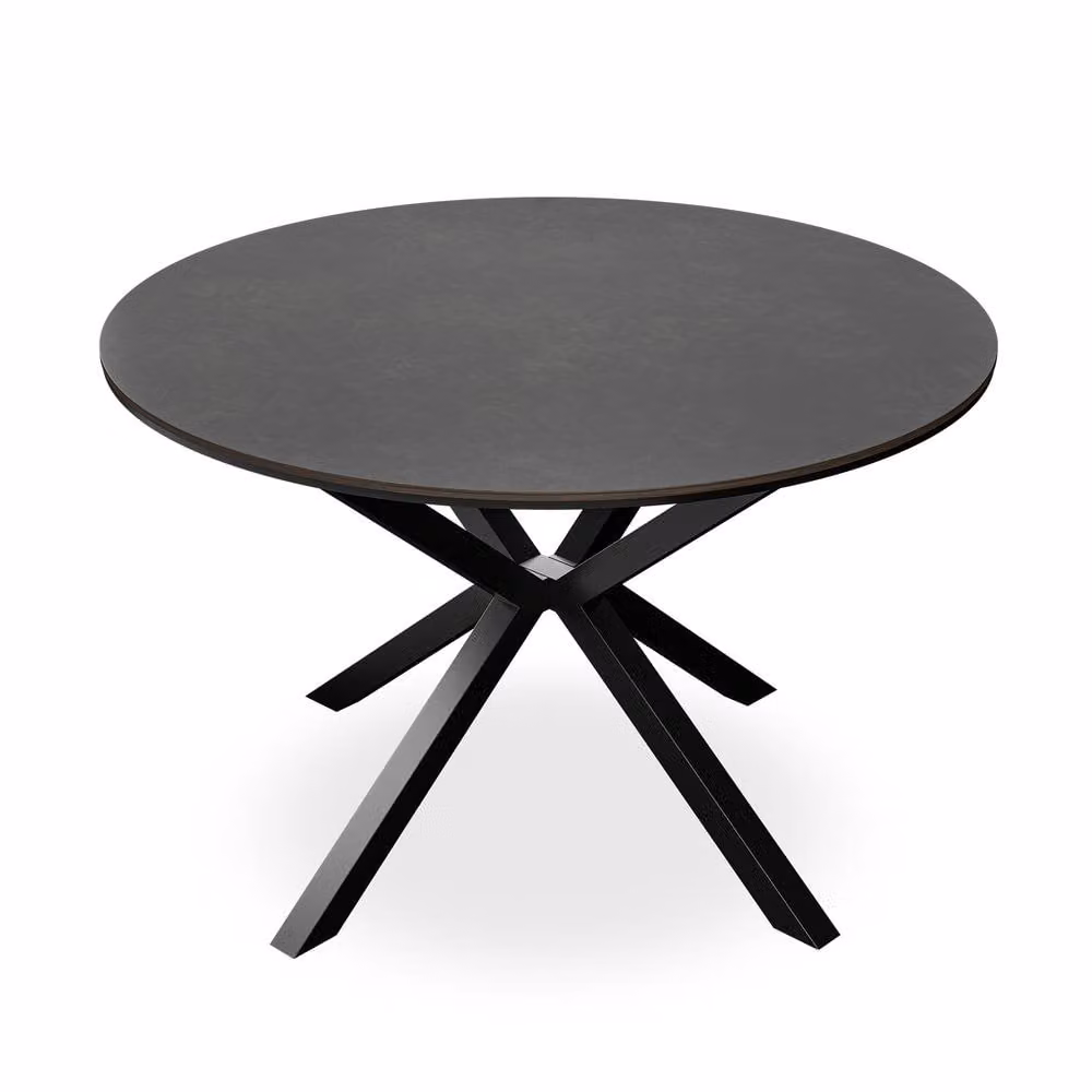 More4Homes Calne Round Ceramic Dining Table and 6 Nova Velvet Chairs in Beige and Black, Diameter: 120 cm, Height: 75 cm – 2