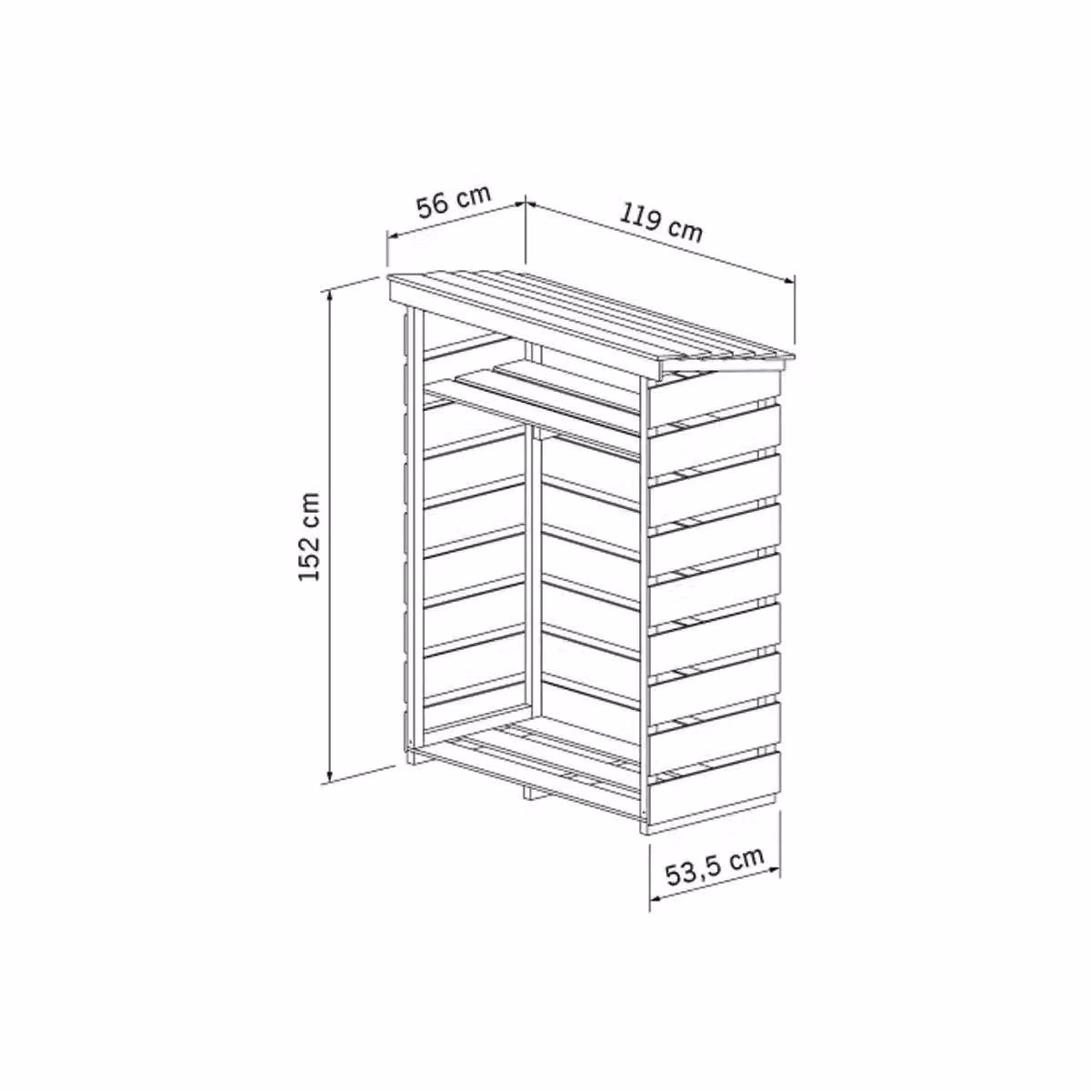 Charles Bentley FSC Spruce Wooden Small Log Store for Garden Firewood Storage, H x W x D: 152 x 119 x 53.5 cm – 2