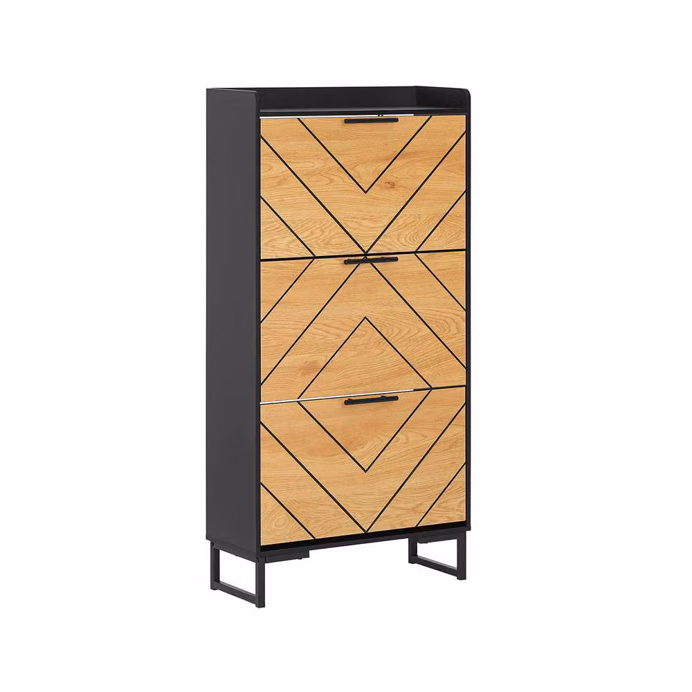 SoBuy Modern 6-Tier Shoe Cabinet with Tilting Compartments in Black or Brown – 2
