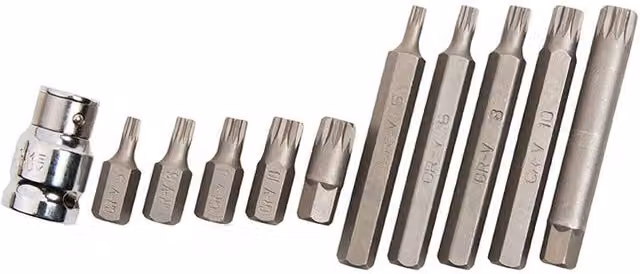 Bluespot Tools 11 Piece Chrome Vanadium Steel Spline Bit Set in Silver and Multicolour – 1