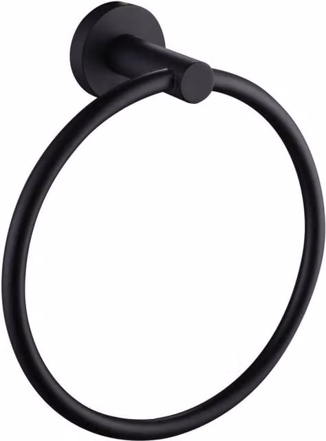 Nes Home Modern Round Stainless Steel Towel Ring in Black Matte