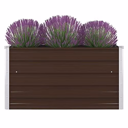 vidaXL Raised Garden Bed in Brown Galvanised Steel, W/D/H: 100 x 100 x 45 cm – 1
