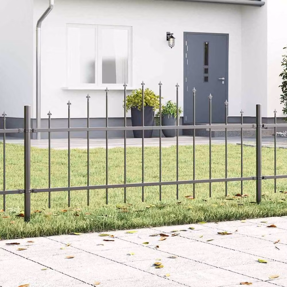 Berkfield Home Grey Steel Hoop Top Garden Fence, H: 170 cm x W: 75 cm – 2