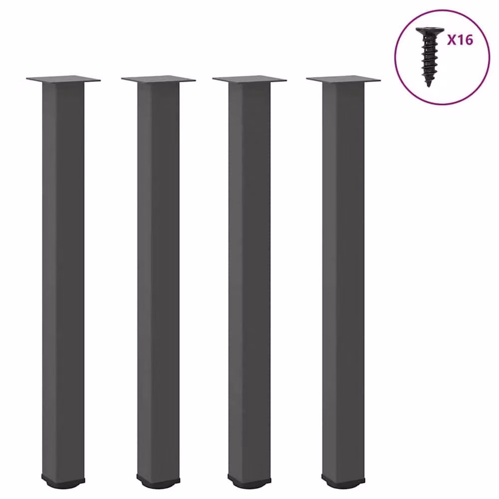 Berkfield Home Modern Coffee Table Legs, 4 Pieces, Anthracite Steel, Height: 90 cm – 1