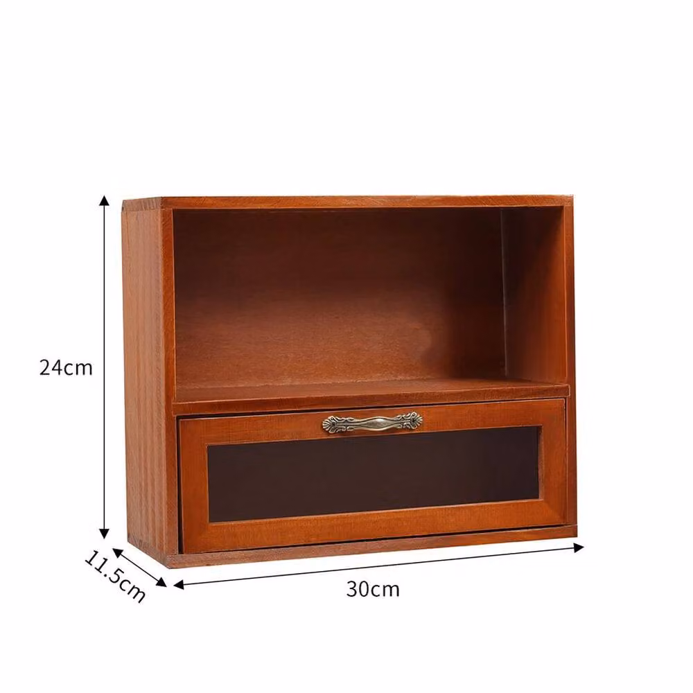 EONLION Vintage Wooden Desktop Cabinet Shelf in Brown – 2