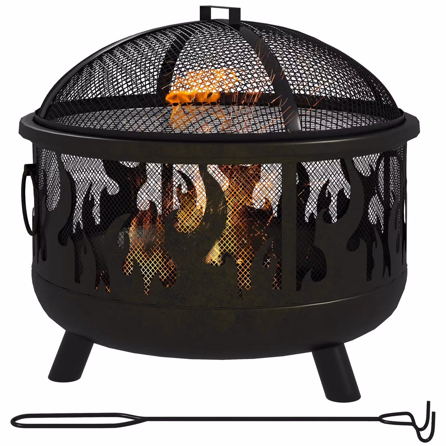 OUTSUNNY 2-in-1 Outdoor Fire Pit and Charcoal BBQ Garden Cooker in Black – 2