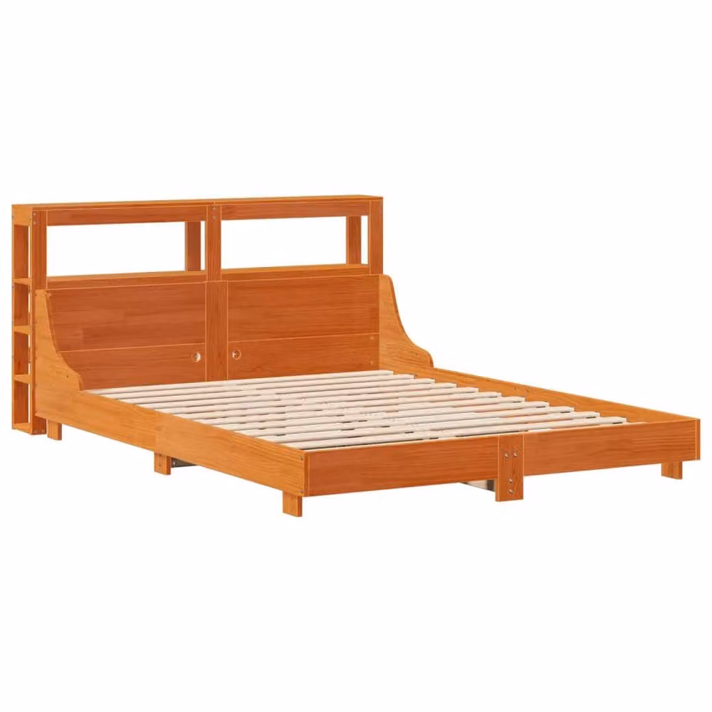 Berkfield Home Small Double Solid Wood Pine Bed Frame in Wax Brown, W/D/H: 120 x 200 cm – 3