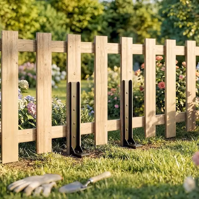 Outsunny 2 Pack Metal Fence Post Repair Kit in Black