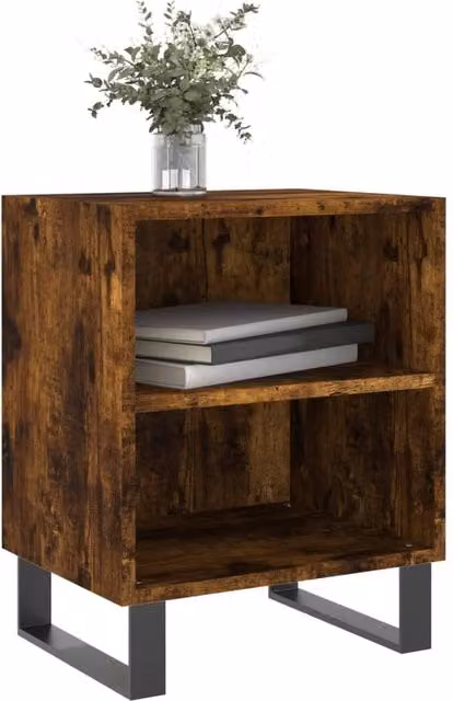 Berkfield Home Elegant Bedside Cabinet in Smoked Oak Brown, W/D/H: 40 x 30 x 50 cm