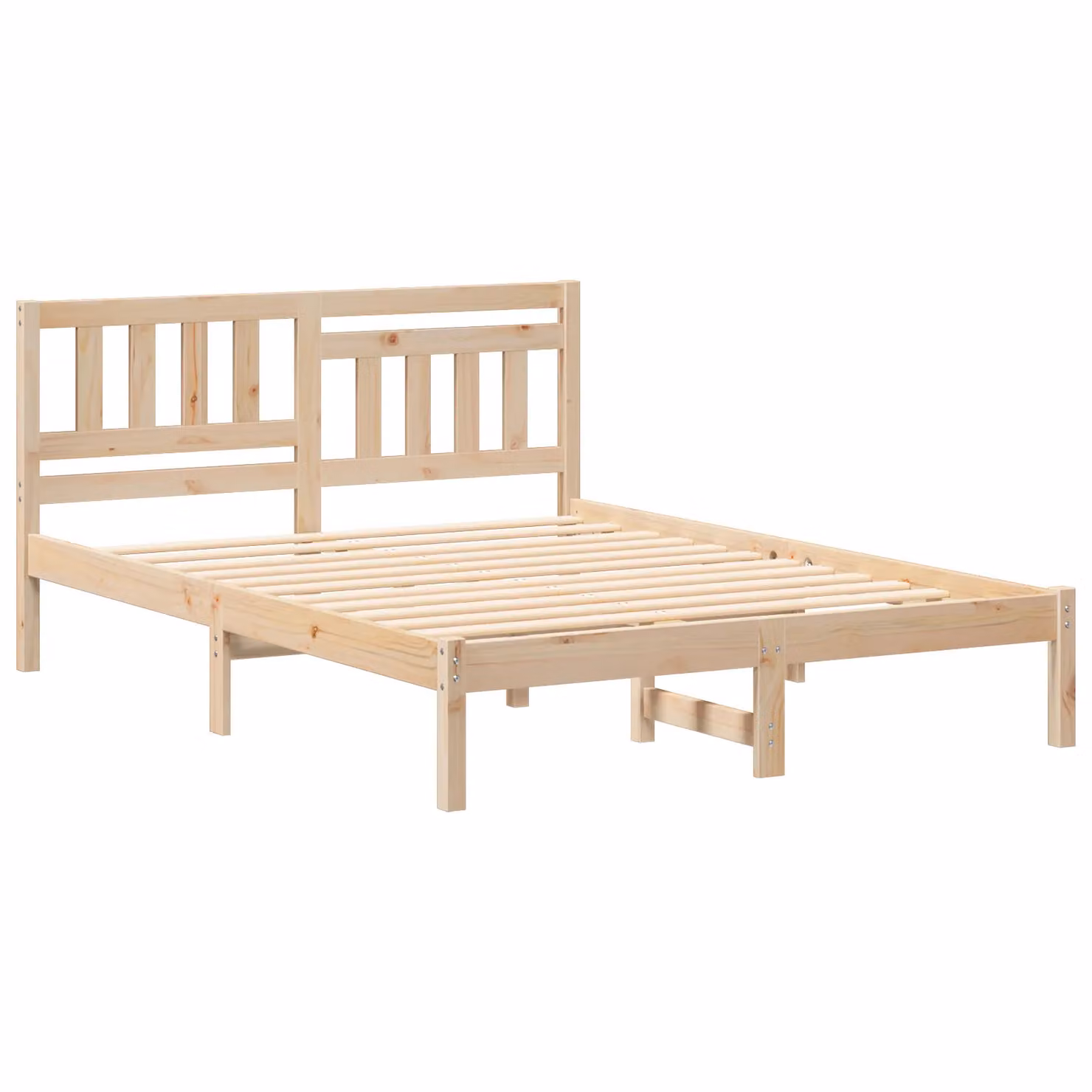 Berkfield Home Solid Pine Wood Bed with Headboard, Brown, W: 140 cm, L: 190 cm – 2