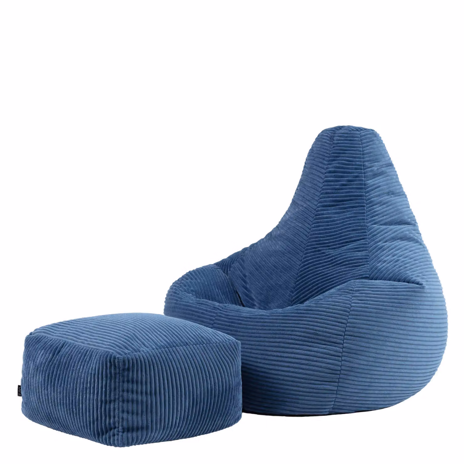 icon Dalton Corduroy Bean Bag and Footstool with Filling in Blue – 2