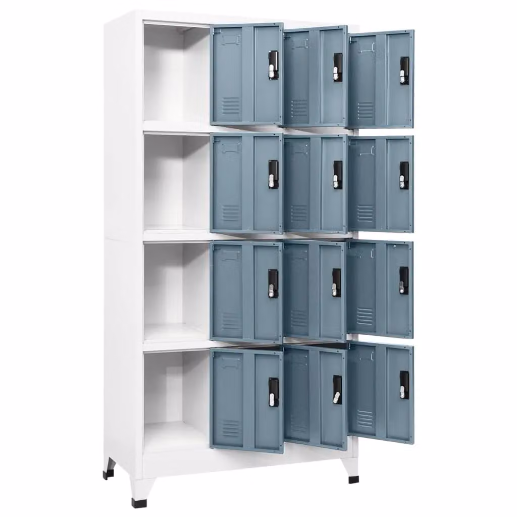 Berkfield Home Metal Locker Cabinet in Grey, W: 90 cm, D: 45 cm, H: 180 cm – 2