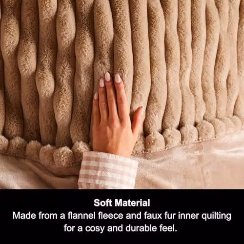 Morphy Richards EverCosy Luxury Striped Fleece Electric Heated Throw in Beige, W/D: 160 x 130 cm – 12