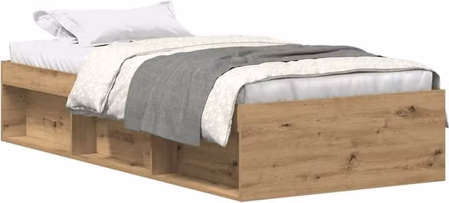 Berkfield Home Artisan Oak Single Bed Frame in Brown, W/D/H: 90 x 190 x 35 cm
