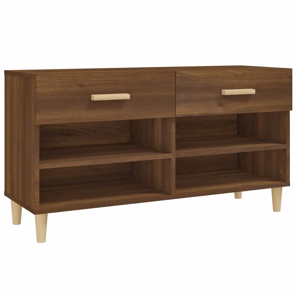 Berkfield Home Brown Oak Shoe Cabinet W/D/H: 102 x 35 x 55 cm – 2
