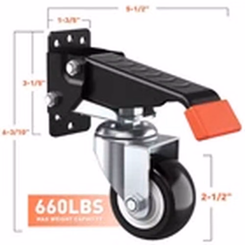 EONLION Heavy Duty Retractable Bench Caster Wheels Kit in Black with Steel and Rubber Swivel Plates – 2