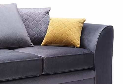 Abakus Direct Chicago 2 Seater Velvet Sofa in Grey, W/D/H: 160 x 89 x 78 cm – 5