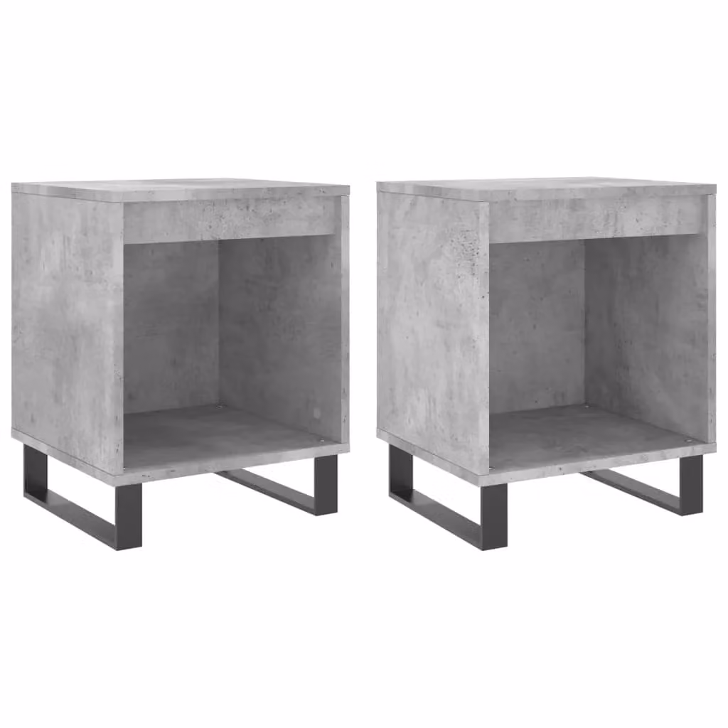 Berkfield Home Set of 2 Modern Bedside Cabinets in Concrete Grey, W: 40 cm, D: 35 cm, H: 50 cm – 1