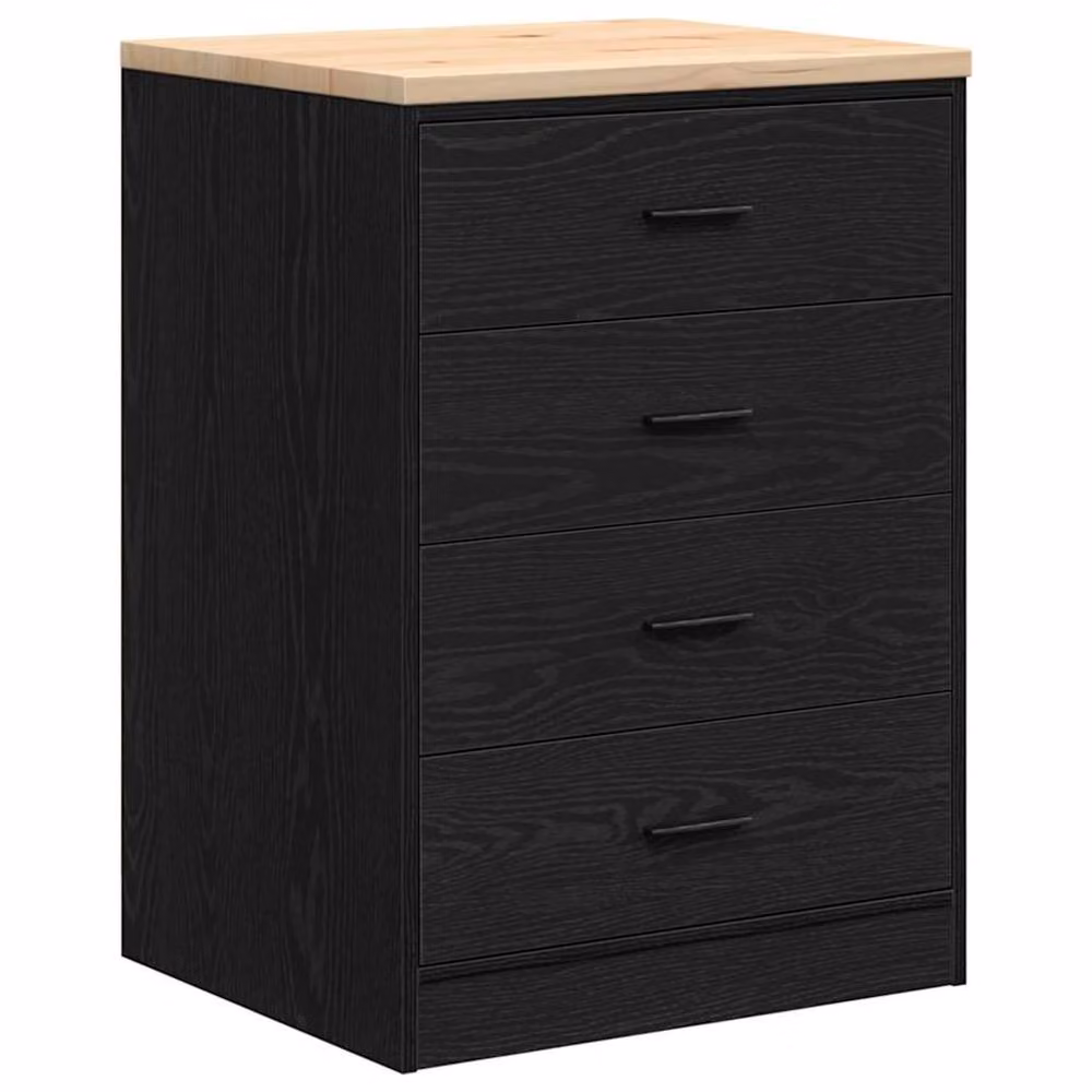 Berkfield Home Set of 2 Black Wall Mounted Garage and Workshop Cabinets in MDF Wood with Hinged Doors – 3