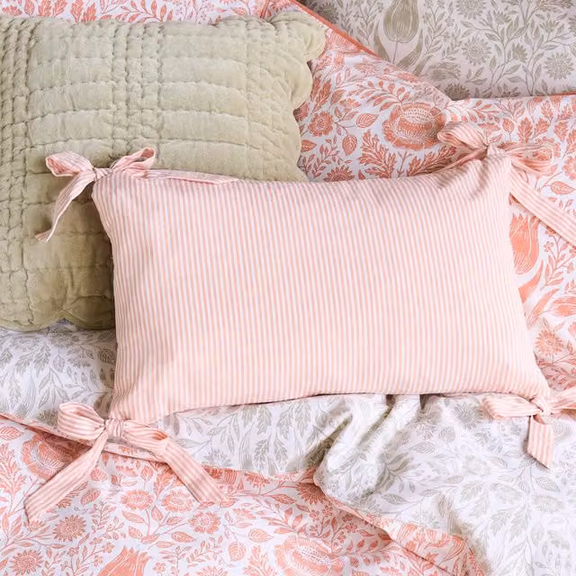 Laura Ashley Flaxley Striped Boudoir Cushion, Pink and Yellow, W: 50 cm, H: 30 cm, D: 30 cm