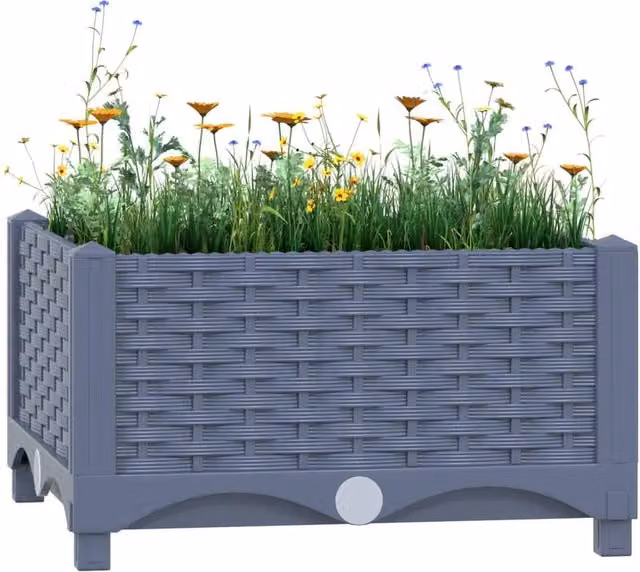 Berkfield Home Grey Polypropylene Raised Bed W/D/H: 40 x 40 x 23 cm – 1