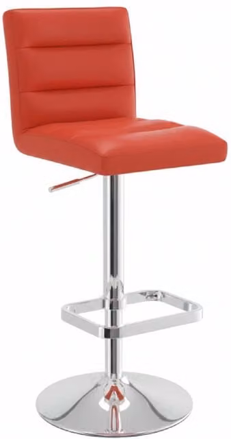 netfurniture Castone Adjustable Bar Stool with Red Ribbed Faux Leather Seat and Chrome Base