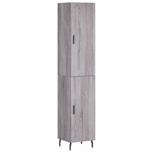 vidaXL Grey Sonoma Highboard with Hinged Doors and Internal Shelves, W/D/H: 34.5 x 33.91 x 180 cm