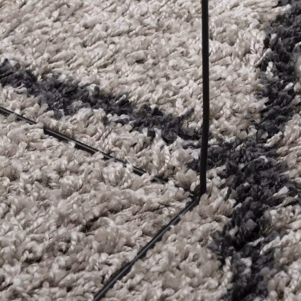Berkfield Home PAMPLONA Round Shaggy Rug, High Pile Modern Design in Beige and Anthracite, Diameter: 100 cm – 5